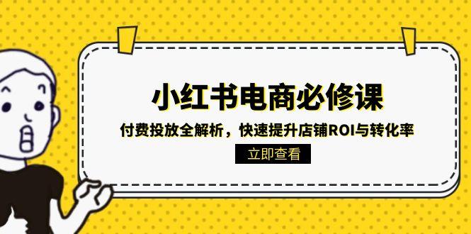 小红书电商必修课：付费投放全解析，快速提升店铺ROI与转化率-优优云网创优优云网创资源站