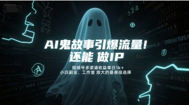 AI鬼故事引爆流量，还能做IP，视频号多渠道收益单日1k+，小白副业、工作室放大的最佳选择-苏宇云网创