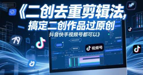 短视频二创去重剪辑法，搞定二创作品过原创，抖音快手视频号都可以-创云资源分享创云网创