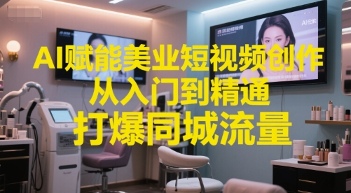 AI赋能美业短视频创作，从入门到精通，打爆同城流量，超级AI工具短视频实操落地-项目宝