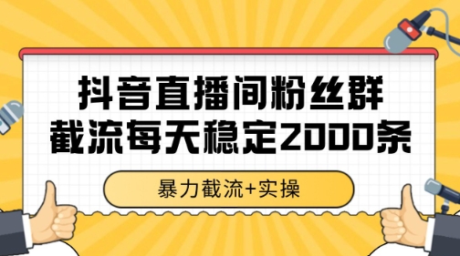 抖音直播间粉丝群暴力截流，一台电脑每天稳定2000条数据【揭秘】-云网创
