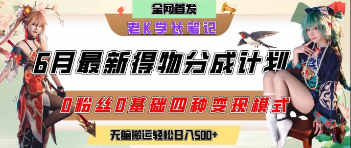 6月份最新得物创作者分成计划2.0玩法，0粉丝0基础四种模式变现，从隐蔽渠道无脑搬运，日入2张-易创网