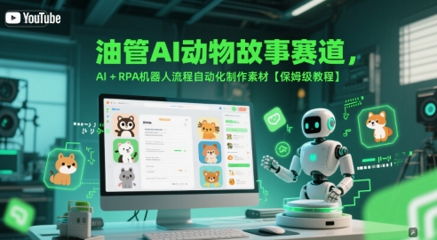 油管AI动物故事赛道，AI+RPA机器人流程自动化制作素材【保姆级教程】-ACE云网创
