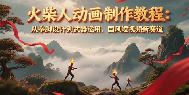 火柴人动画制作教程：从拳脚设计到武器运用，国风短视频新赛道-追梦云网创，专注互联网经验分享！