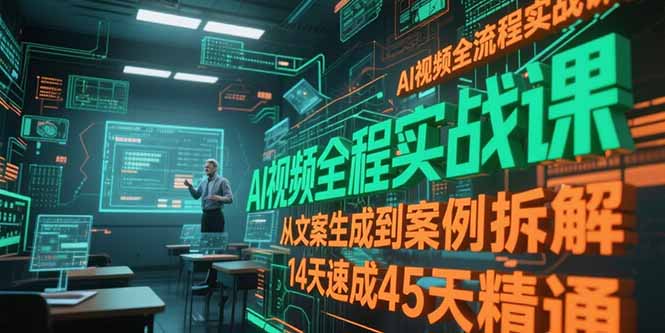 AI视频全流程实战课，从文案生成到案例拆解，14天速成45天精通-优优云网创