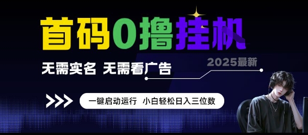 首码0撸挂G项目，无需实名无需看广告 一键启动运行，小白轻松日入三位数【揭秘】-优创网