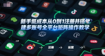 新手低成本从0到1注册并搭建多账号全平台矩阵操作教学，手机号-邮箱-IP-工具-星辰云网创