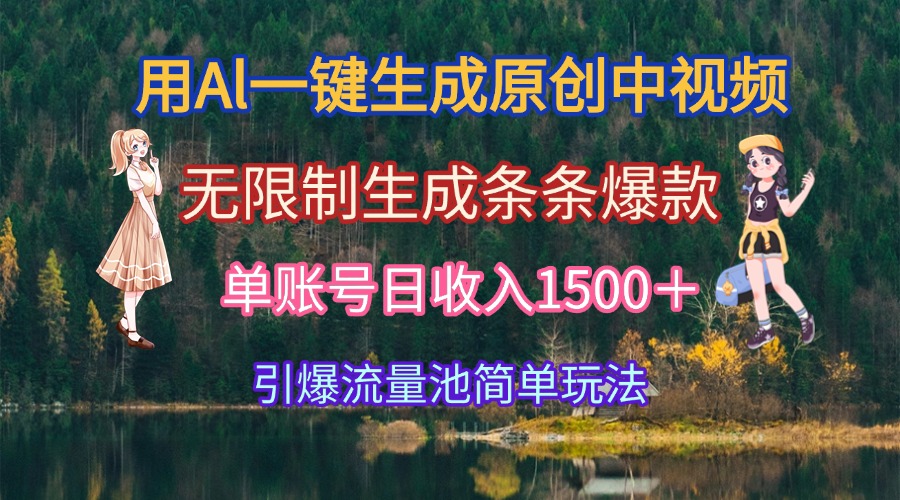 用Al一键生成原创中视频，无限制生成条条爆款，单账号日收入1500＋引爆…-创云资源分享创云网创