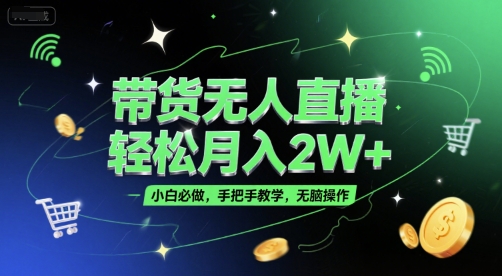 带货无人直播，轻松月入2W+，小白必做，手把手教学，无脑操作(附学习资料)-揭秘人网创