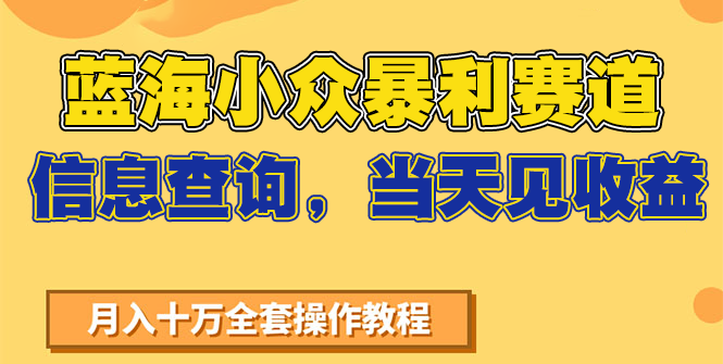 蓝海小众暴利赛道，信息查询，当天见收益，不讲玄学，7天搞了2万+-云分享
