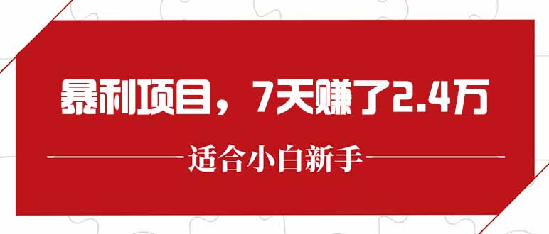 最新暴利项目，每单收益轻松在300以上，7天赚了2.4万-云分享