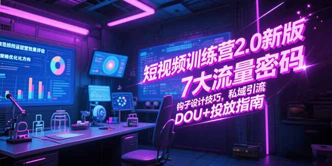 短视频训练营2.0新版，7大流量密码/钩子设计技巧/私域引流/DOU+投放指南-云网创