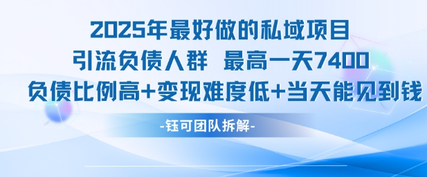 2025年最好做的私域项目，引流负债人群，最高一天变现7.4k，人群占比高，变现难度低，当天就能见到钱-ACE云网创