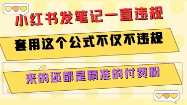 小红书发笔记一直违规，套用这个公式不仅不违规，来的还都是精准的付费粉-浩然网创