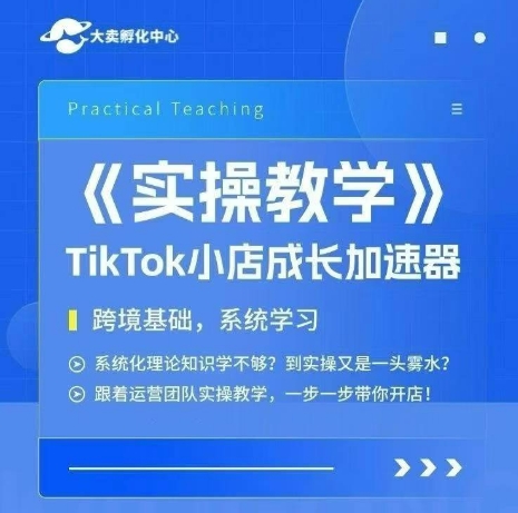 大卖家孵化中心TikTok实操课，TikTok小店成长加速器，跨境基础系统学习，一步一步带你开店-浩然网创