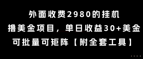 外面收费2980的挂G撸美金项目，单日收益30+美金，可批量可矩阵【揭秘】-网创宝