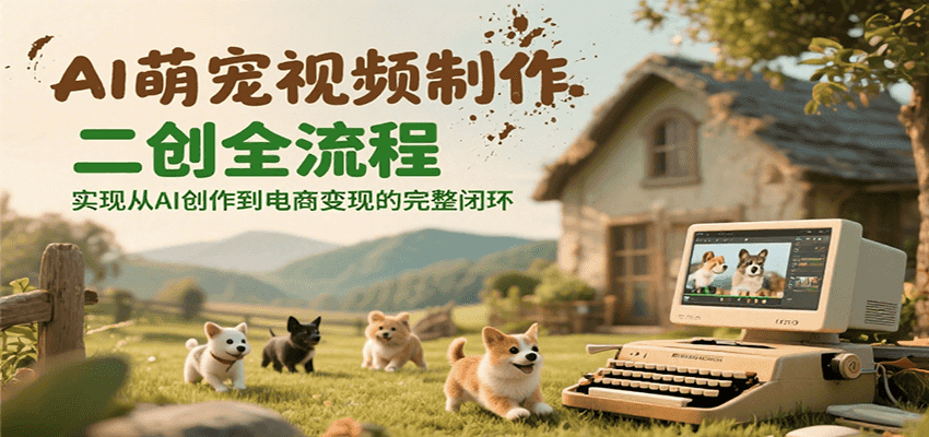 AI萌宠视频制作二创全流程，实现从AI创作到电商变现的完整闭环-浩然网创