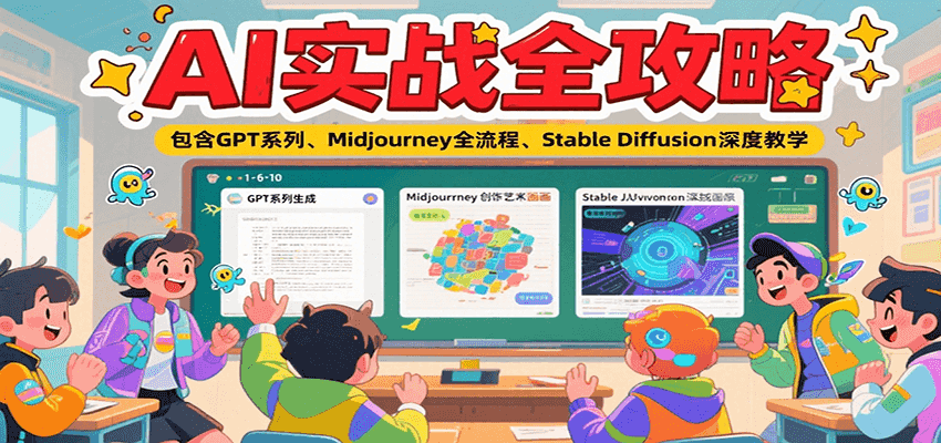 AI实战全攻略，包含GPT系列、Midjourney全流程、Stable Diffusion深度教学-浩然网创
