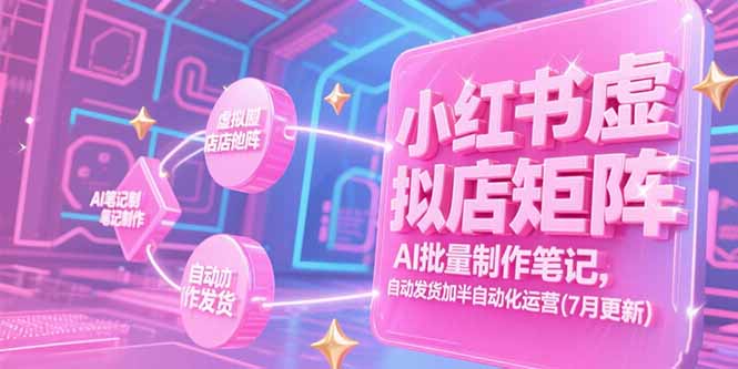 小红书虚拟店矩阵，AI批量制作笔记，自动发货加半自动化运营(7月更新-云网创