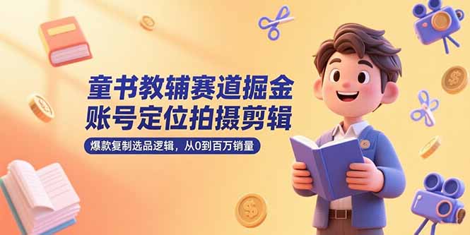 童书教辅赛道掘金，账号定位拍摄剪辑，爆款复制选品逻辑，从0到百万销量-知行云网创