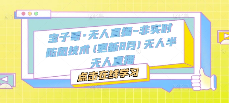 宝子哥·无人直播-非实时防风技术(更新25年7月)无人半无人直播-云网创