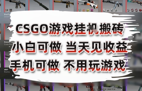 CSGO游戏挂G搬砖，小白纯手机即可操作，不用电脑打游戏，日入3张+，副业网创项目【揭秘】-大宝网创