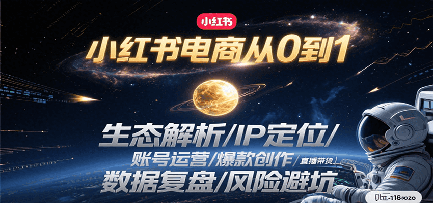小红书电商从0到1：生态解析/IP定位/ 账号运营/爆款创作/直播带货/数据复盘/风险避坑-ACE云网创