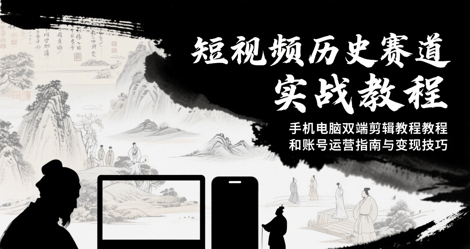 短视频历史赛道实战教程，手机电脑双端剪辑教程和账号运营指南与变现技巧-红云科创