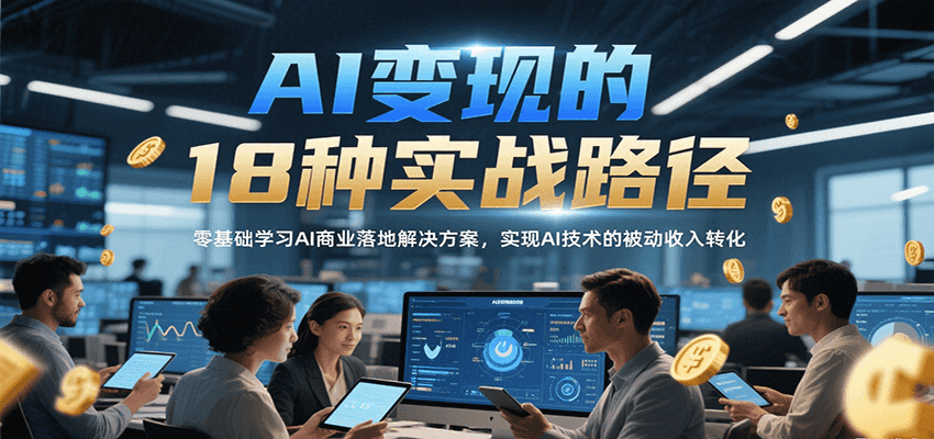 AI变现的18种实战路径，零基础学习AI商业落地解决方案，实现AI技术的被动收入转化-西遇屋