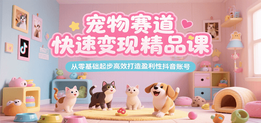 宠物赛道快速变现精品课，从零基础起步高效打造盈利性抖音账号-创云资源分享创云网创