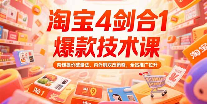 淘宝4剑合1爆款技术课73期：阶梯提价破量法，内外销双改策略 全站推广拉升-网创前栈