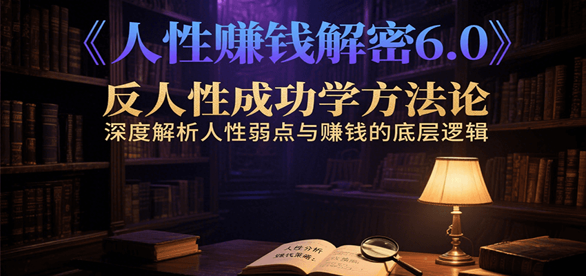 人性赚钱解密6.0，反人性成功学方法论，深度解析人性弱点与赚钱的底层逻辑-烟雨网创