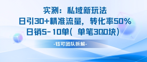 实测私域新玩法日引30加精准流量转化率50%日销5-10单每笔3张-锋云创