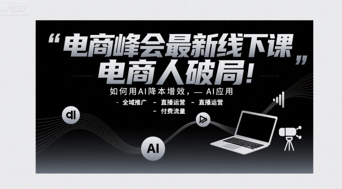 电商峰会最新线下课，电商人破局，如何用AI降本增效，AI应用-全域推广-直播运营-付费流量-爱赚网创分享