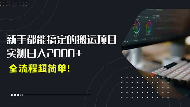 平台主动扶持的新风口，0基础轻松起号，搬运剪辑日入2000+！-墨渊云网创