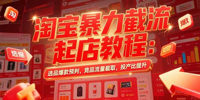 淘宝暴力截流起店教程：选品爆款预判，竞品流量截取，投产比提升-星云网创
