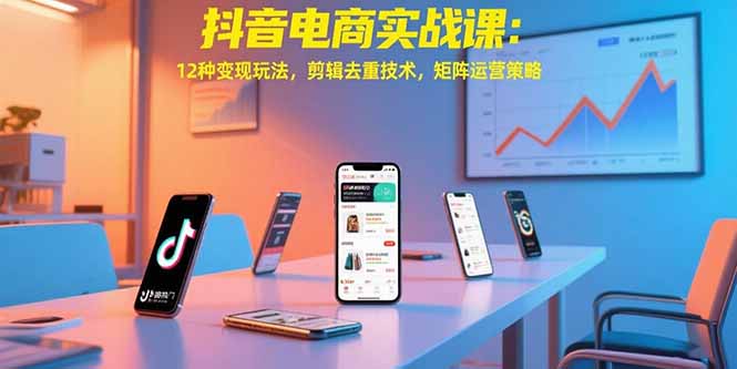 抖音电商实战课：12种变现玩法，剪辑去重技术，矩阵运营策略-云网创
