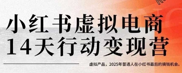 小红书虚拟电商14天变现训练营，虚拟产品，2025年普通人在小红书最后的搞钱机会-小红花云网创