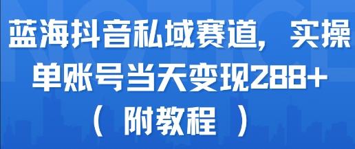蓝海抖音私域赛道，实操单账号当天变现288+(附教程)-小红花云网创
