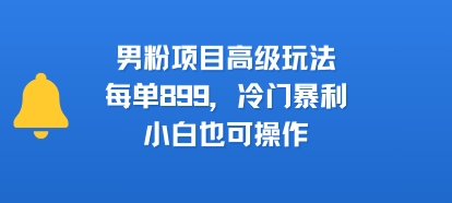 男粉项目高级玩法，每单899，冷门暴利，小白也可操作-创云资源分享创云网创