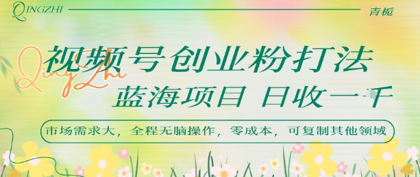 视频号创业粉打法，日入1k，蓝海项目，市场需求大，全程无脑操作，可复制-亿点网创