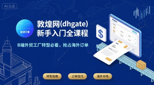 敦煌网(dhgate)新手入门全课程，B端外贸工厂转型必看，抢占海外订单-参一网创
