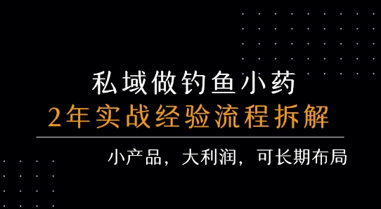 私域做钓鱼小药 每单利润3张+ 详细流程拆解-浩然网创