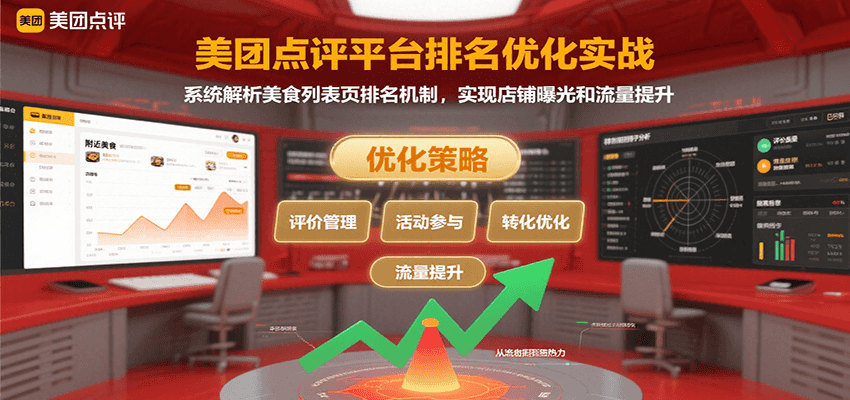 美团点评平台排名优化实战，系统解析美食列表页排名机制，实现店铺曝光和流量提升-云网创
