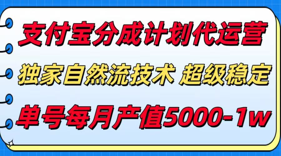 支付宝分成计划代运营，独家自然流技术，收益稳定，单号月产5000＋-云网创