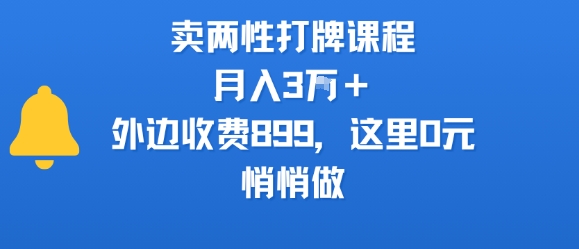 卖两性打牌课程，月入3W+外边收费899的课程，这里0元，悄悄做-阿迪云资源网