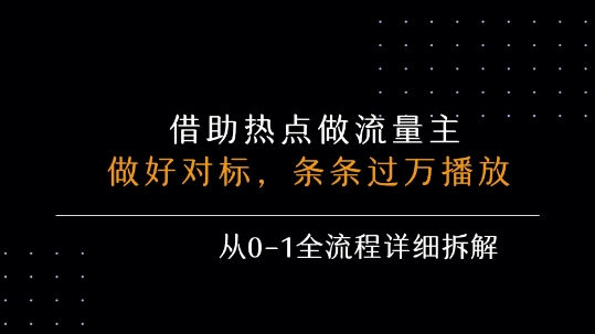 借力热点，乘顺风车玩流量主，条条过万播放， 每月收益5k+，从0-1全流程详细拆解-云网创