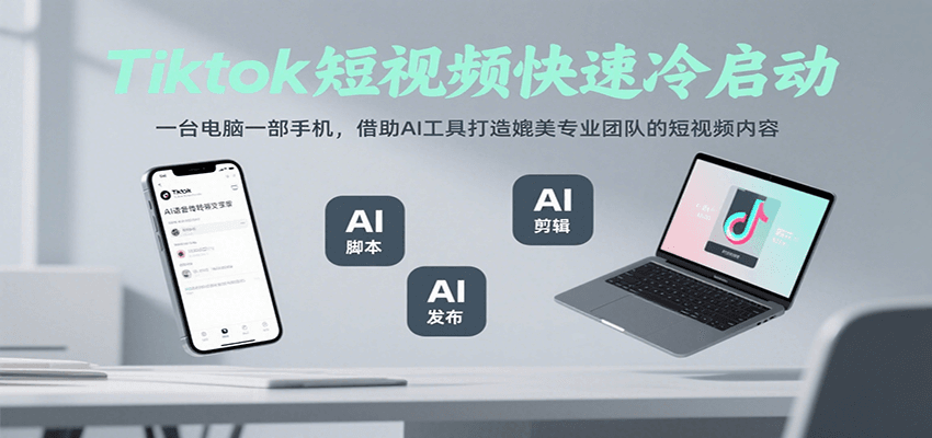 Tiktok短视频快速冷启动，一台电脑一部手机，借助AI工具打造媲美专业团队的短视频内容-阿迪云资源网