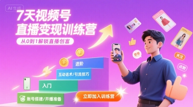 7天视频号直播变现训练营，带你从0到1解锁视频号直播创富-创云资源分享创云网创