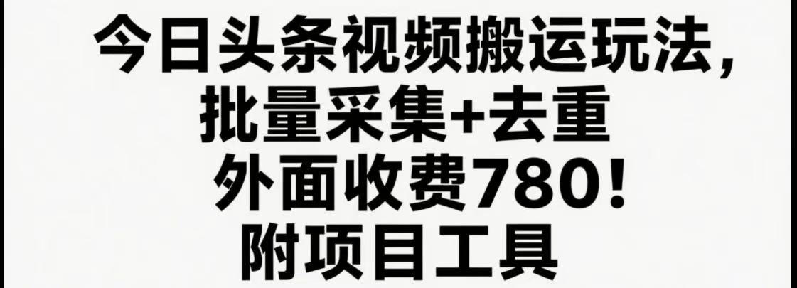 今日头条视频搬运玩法，软件一键去重，轻松日入500+附项目工具-云网创